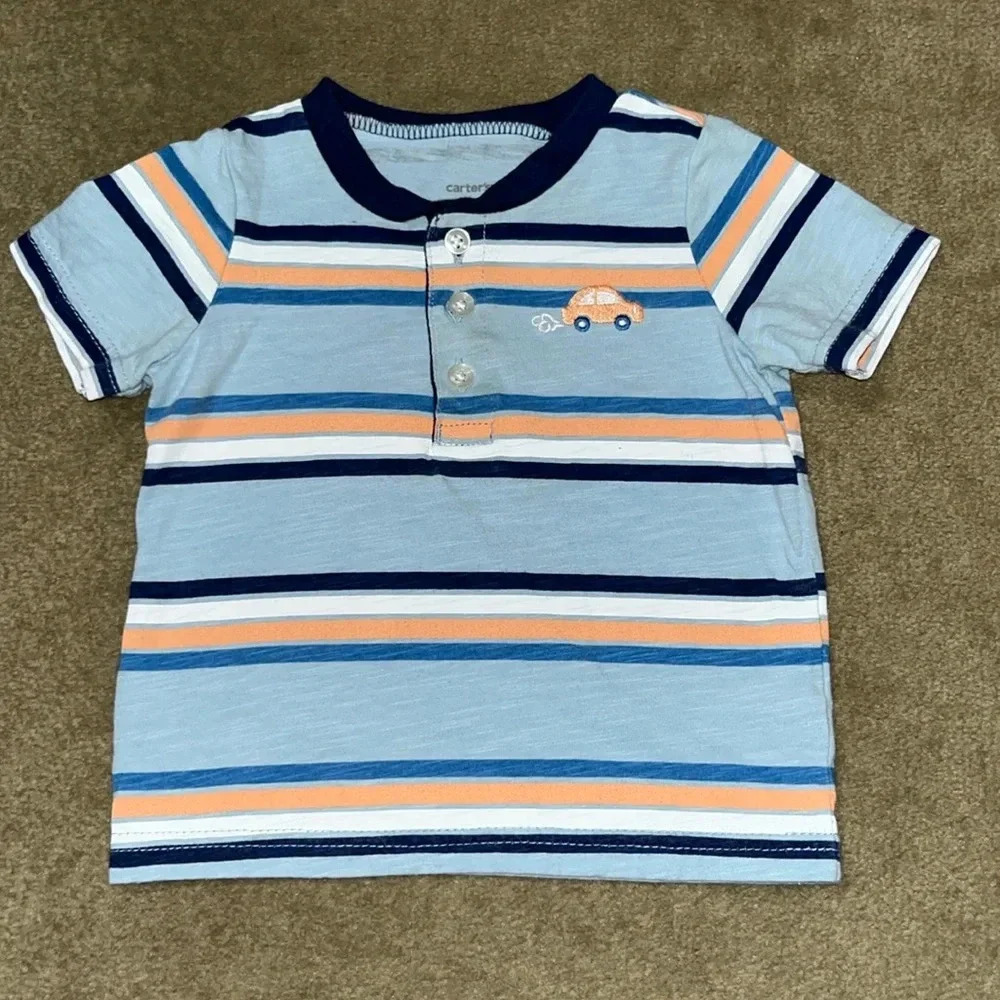Carter's 9 month baby boys blue and orange stripped top